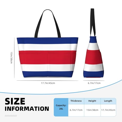 Flag Of Costa Rica Large Capacity Foldable Tote Bag Women Beach Tote Bag Handbag Gym Bag Travel Shopping Bag4