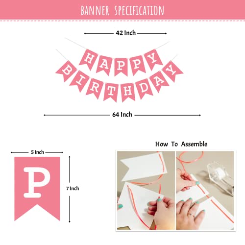 Image of SpecialYou.in Happy Birthday Decoration Kit For Girls Pastel Pink And White Balloons With Happy Birthday Pink Banner Diy Kit For 1St 2Nd 18Th 25Th Birthday Decoration Pack Of 46