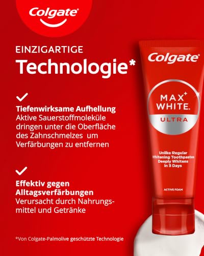 Colgate Zahnpasta Max White Ultra Active Foam, Für weißere Zähne, 2x 75 ml – Ansicht 3
