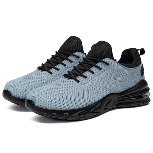 LARNMERN Men Non Slip Work Sneakers Water Resistant Food Service Zapatos Trabajo Antideslizantes Walking Shoes Waterproof Shoes Slip-on, Sky Blue 8
