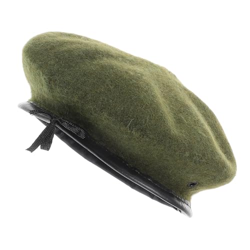 Didiseaon Warm Comfortable Headwear Wool Beret Hat Women Men Vintage French Beret Classic Olive Green