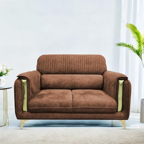 Image of Casaliving Gelio 2 Seater Sofa Set for Living Room (Brown Colour) Premium Fabric Sofa