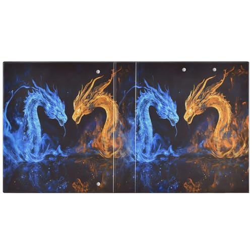 Image of Funny Dragon Orange Dragon 3 Ring Binder with 2 Interior Pockets 1.5 inch Binders 3 Ring Heavy Duty Fit 8.5 inch x 11 inch Letter Size for Office School, 2 Pack