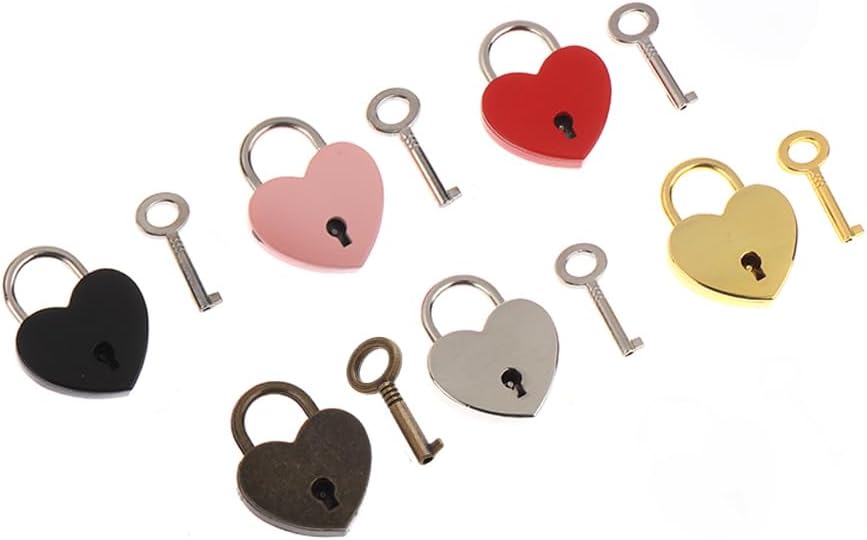12PCS Mini Heart Shape Locks, Zinc Alloy Padlock Locks with Keys for Diary Notebook Jewelry Box Treasure Chest Suitcases Security 6 Mix Colors