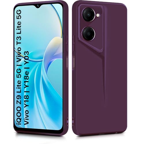 Image of WOW IMAGINE Back Cover for iQOO Z9 Lite | Vivo T3 Lite 5G | Y18t | Y18 | Y18e | Y03 | Y28s | Blade Series Thin Case | Camera Protection | Soft Matte Silicone Flexible Mobile Case - Purple