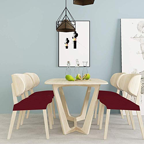 Buyue Fast Installation Dining Room Chair Covers Set Of 4, Luxury Stretch Jacquard Seat Slipcovers For Kitchen Armless Chairs, Rear Gapped- Burgundy- 4 #TOP6