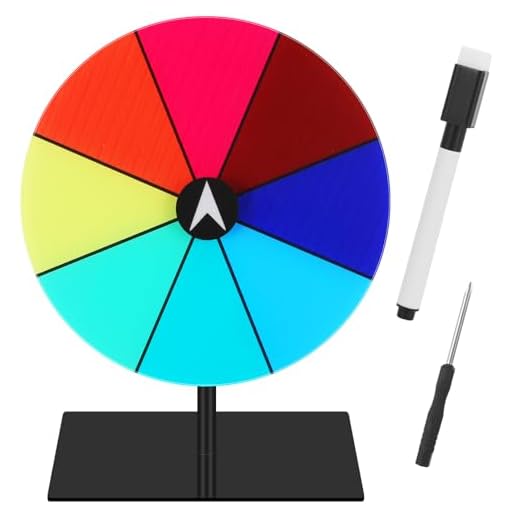 Rueda de Premios Portátil Giratoria, Ruleta de Colores de Suerte, 8 Ranuras Ruleta de Borrado en Seco, Fortuna Rueda Giratoria Editable para Ferias Carnaval Fiestas