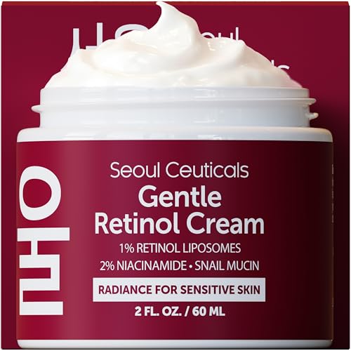 SeoulCeuticals Korean Retinol Night Cream for Face – K Beauty 1% Retinol Cream with 97.5% Snail Mucin & 2% Niacinamide – Lightweight Moisturizer for Sensitive Skin – 2oz