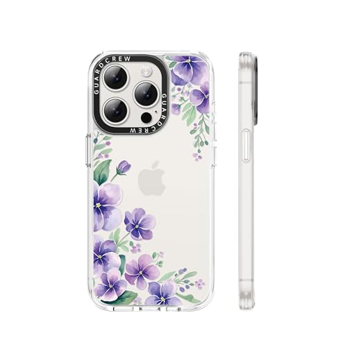 GuardCrew for iPhone 15 Pro Case, Violet Clear Shockproof Phone Case 6.7"