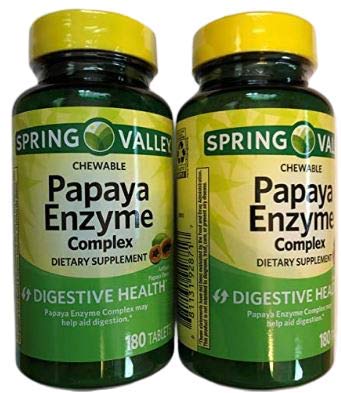 Spring Valley Chewable Papaya Enzyme Complex Tablets, 180 Count - (2 Pack)â€¦