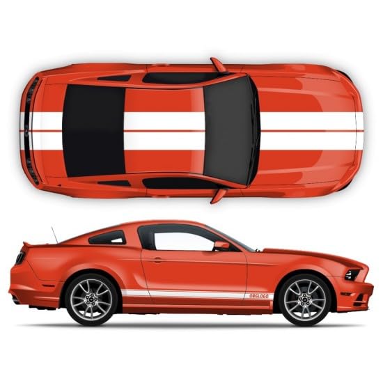 Bandes Racing de voiture en vinyle blanc brillant résistant aux UV pour Mustang