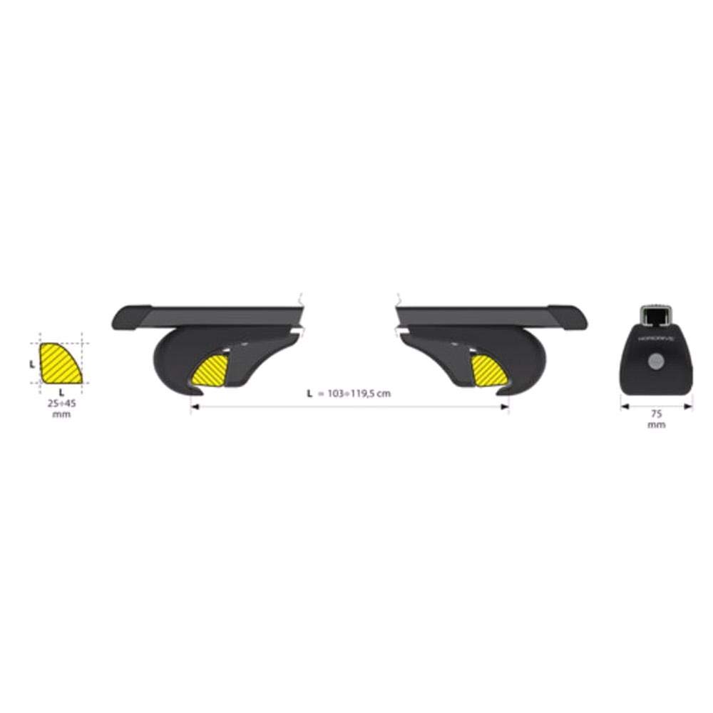 NORDRIVE N15031 Rail-Top, Coppia Barre portatutto in Acciaio - L - 127 cm