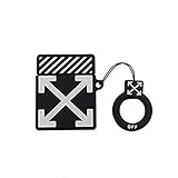 AKXOMY AirPods Case, Full Protective Premium Silicone Cover Fashion Self-Custom Off White Style Skin for Apple Airpods 2 &1 Cool Fun Girls Teens Boys Men (Black)