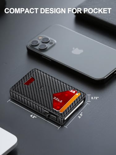 Wallet for Men, Slim Minimalist Wallet with Money Clip ＆ ID Window, RFID Blocking Pop-Up Credit Card Holder, Smart Auminum Mens Wallet Holds 9-13 Cards (Magnetic Closure, Gift Box)3