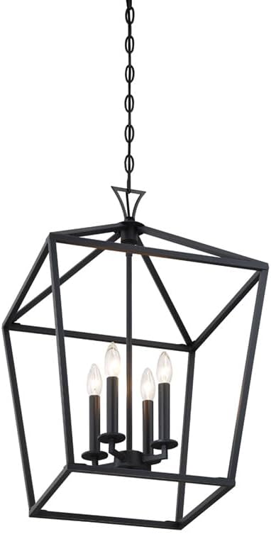 Savoy Essentials 3-421-4-89 Townsend Open Frame Pendant Lantern Ceiling Light, 4-Light 240 Total Watts, 26" H x 17" W, Matte Black