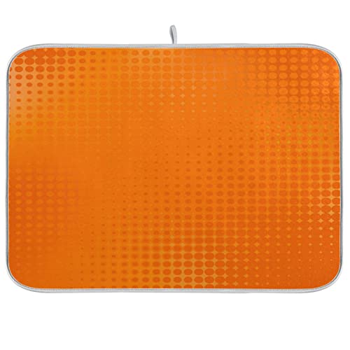 Kigai Orange Dotted Line Dish Drying Mat, Microfiber Absorbent Drying Mats for Kitchen Counter, Large Reversible Dishes Draining Pad, 16x18 Inch by Kigai - Used condition - US$9.72