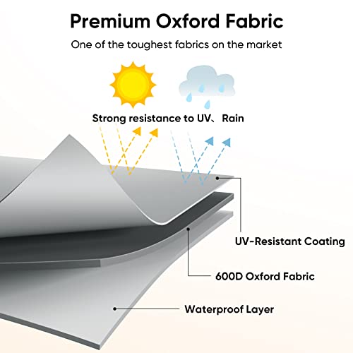 Pteromy Waterproof Patio Table Cover, Heavy Duty 600D Canvas Patio Furniture Covers For Outdoor Dining Table And Chairs (Pewter Gray, 111''X 74'') #TOP2