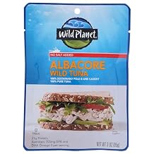 Wild Planet Wild Albacore Tuna, No Salt Added, Sustainably Wild-Caught, Kosher, Gluten Free, Keto and Paleo, 3rd Party Mercury Tested, 3 Ounce Pouch Pack of 1