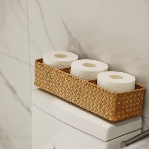Panier jonc de mer rectangulaire 42cm avec compartiments pour le rangement de la maison