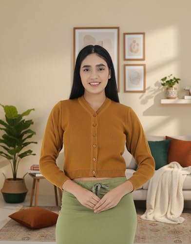 Image of Women Winter Wear V-Neck Full Sleeves Regular Fit Woollen Blouse