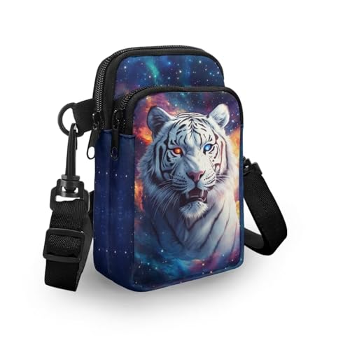 Image of Xpyiqun Galaxy Tiger Purses Crossbody Bags for Women Small Cross Body Canvas Pouch Sling Shoulder Handbag Mini Travel Messenger Bag Zipper Pocket Roomy Travel Work Satchel Phone Purses Organizer