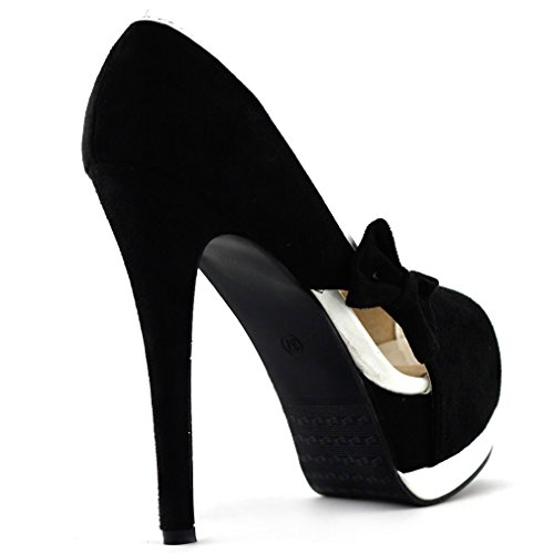 SHOW STORY Sexy Womens 2 Tone Bow Peep Toe Platform Stiletto Pumps Shoes,LF809003