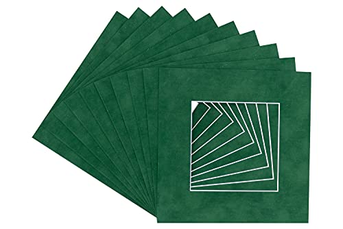 Treeline Green Suede Acid Free 12x12 Square Picture Frame Mat with White Core Bevel Cut for 8x8 Pictures - Fits 12x12 Frame - Pack of 1 Matboard Show Kit With Acid Free Backing & Clear Bag