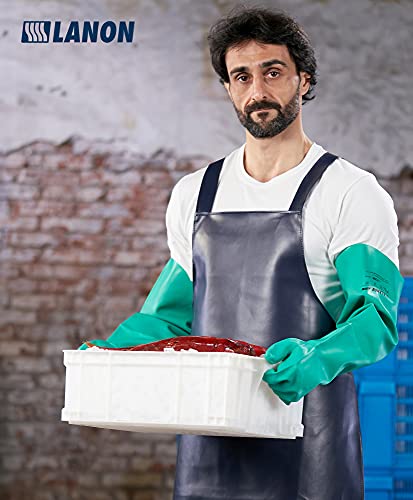 Lanon Nitrile Chemical Resistant Gloves, Reusable Heavy Duty Safety Work Gloves, Acid, Alkali And Oil Protection, 18" Length, Non-Slip, Xl #TOP4