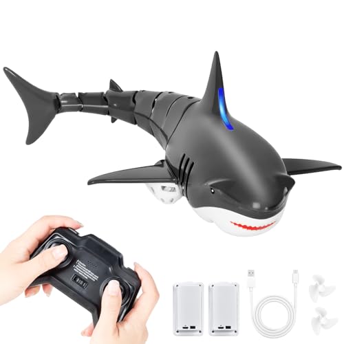 UCAMP Juguete de tiburón teledirigido,Tiburón Teledirigido,Barco de RC de 2.4GHz,simulación de tiburón de Control Remoto,Juguete de tiburón acuático,Juguete de Piscina Regalo para 6+ Años Niño Niña