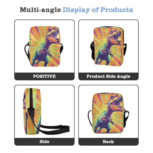 messenger bags for women shoulder bags Casual Everyday Purse Adjustable Strap for Travel Travel- Roaring Dino Colorful4