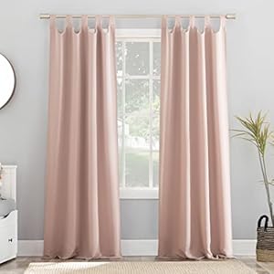 Sun Zero Easton Energy Saving Blackout Tab Top Curtain Panel, 40″ x 84″, Blush Pink