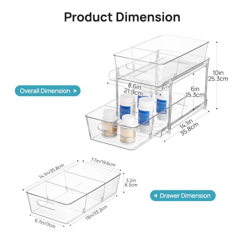 Image of Vtopmart 2 Pack Larger Plastic Bathroom Under Sink Pull-Out Organizer (M-Standard)