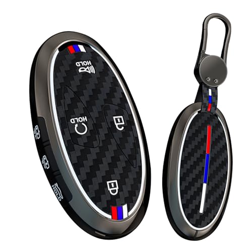 HIBEYO Metal Key Fob Cover Fit for Hyundai Ioniq 6 Ioniq 9 2026 Palisade Santa Fe Tucson 2025 Santa Cruz 2024 Keychain Carbon Fiber Texture Accessories-7 Button B keychian Black by HIBEYO - Used condition - US$16.62