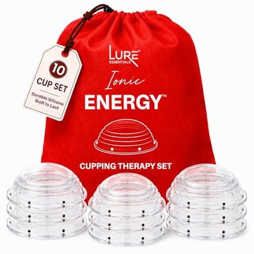 Image of Lure Essentials Cupping Therapy Set 10 Professional Silicone Cupping Cups for Muscle Knots, Joints, Muscles, Arms and Feet