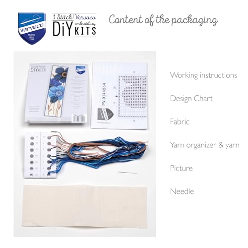Image of Vervaco Blue Anemones Counted Cross-Stitch Kit