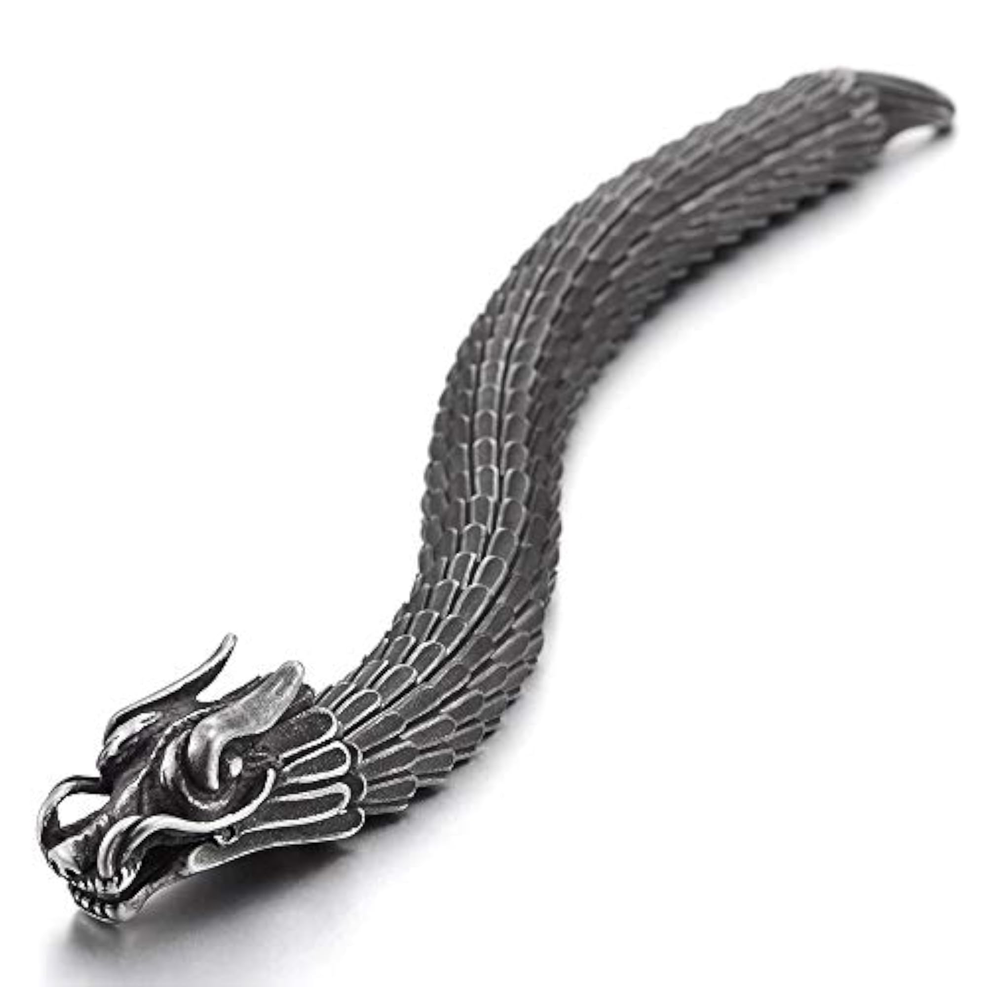 Stainless Steel Dragon Cuff Bracelet for Men, Vintage Style