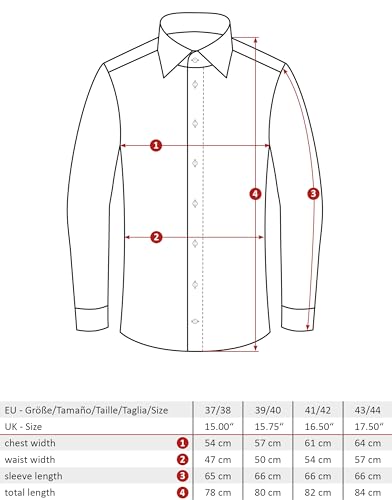 Vincenzo Boretti Camisa de Hombre, Ajustada Entallada (Slim-fit), 100% algodón, Manga-Larga, Cuello de tiburón, Lisa - no Necesita Plancha Blanco 41-42