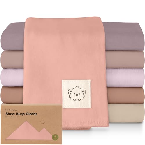 Image of Organic Burp Cloths Baby Boy, Girl - 6-Pack Large 100% Cotton Burping Cloths for Babies, Spit Up Rags, Super Absorbent, Ultra Soft Newborn Rag, Gender Neutral, Machine Washable, Durable (Mauve)