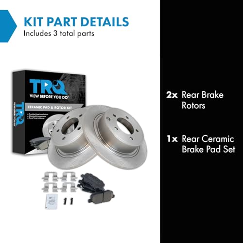 Image of TRQ Rear Brake Pad and Rotor Set Ceramic Compatible with 2013 Mitsubishi Outlander ES SE Front Wheel Drive