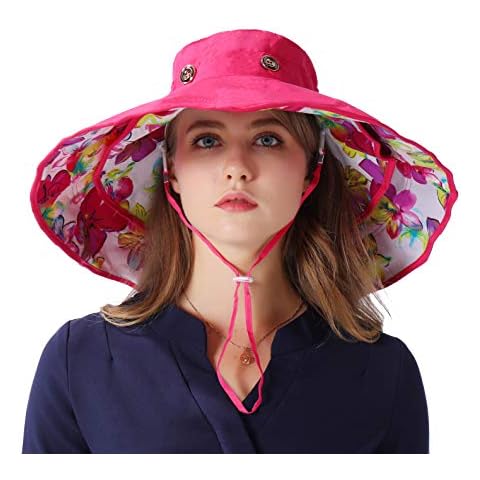 Packable Extra Large Brim Floppy Sun Hat Reversible UPF 50+ Beach Sun Bucket Hat Cover