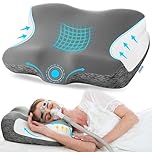 Elviros Cuscino ergonomico cervicale in memory foam con altezza regolabile per maschere CPAP, riduce le perdite d'aria e la pressione della maschera, ideale per chi dorme sul fianco e sulla schiena
