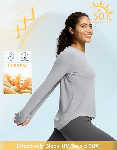 Image of Soothfeel Lightweight Long Sleeve Workout Tops for Women Gym Running Shirts