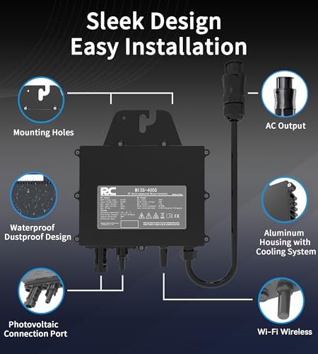 RC Mikro-Wechselrichter 400W, 25-60V DC-Eingang, PV-Modul, MPPT Mikro-Netzeinspeise-Konverter, unterstützt WiFi Fernüberwachung, 0% Mehrwertsteuer