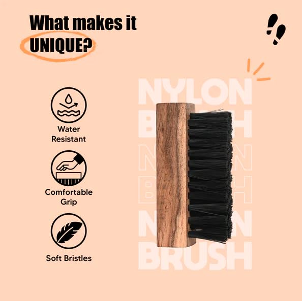 Image of Shoe Mistri Handmade Nylon Shoe Brush - Soft Bristle Shoe Cleaner for Sneakers, Sports Shoes & Footwear - Foaming & Scrubbing Brush for Deep Cleaning - Shoe Cleaning Brush for Men & Women