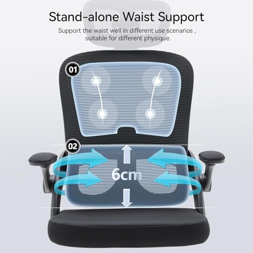 SIHOO M102C Ergonomic Office Chair for Work from Home - High Back with Mesh Dual Back Design, Adjustable Individual Lumbar, 3D Armrests, Adjustable Headrest and Comfortable Thick Cushion (Black)