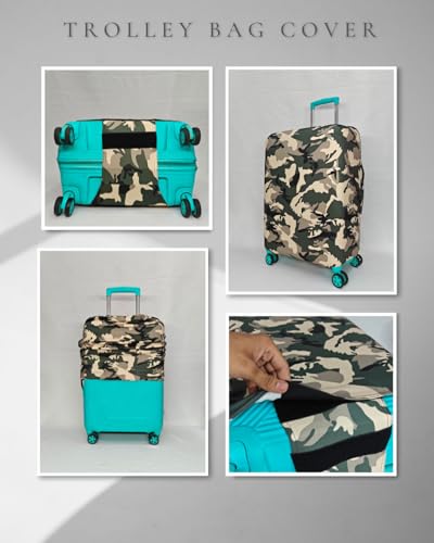 Image of Army Printed Luggage Cover for Traveling Bag & Suitcase - Stretchable & Scratchproof Trolley Protector with Velcro Lock & Lightweight Washable Material(Suitcase Not Included, Only Cover in Product)