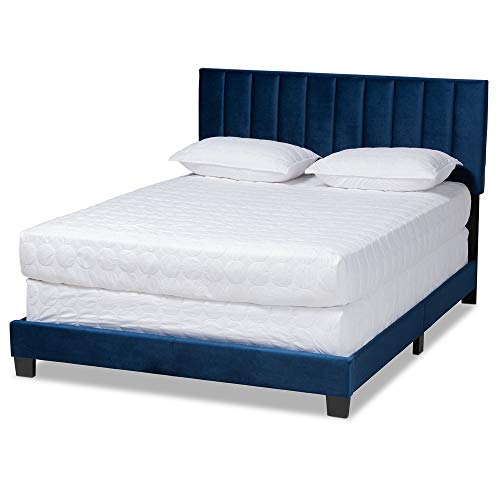 Baxton Studio Beds (Box Spring Required), Queen, Navy Blue/Black by Baxton Studio - Used condition - US$138.61
