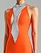Elegant Bandage Dress Fashion Sequin Dress Maxi Mesh Bodycon Dress Mock Neck Sleeveless Dress for Women Cut Out Party Dress Orange Birthday Dress