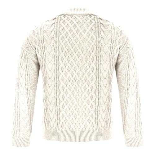 Men's Long Sleeve Cable Knit Pullover Sweater Fisherman Twist Patterned Oversize Lightweight Crewneck Sweaters3