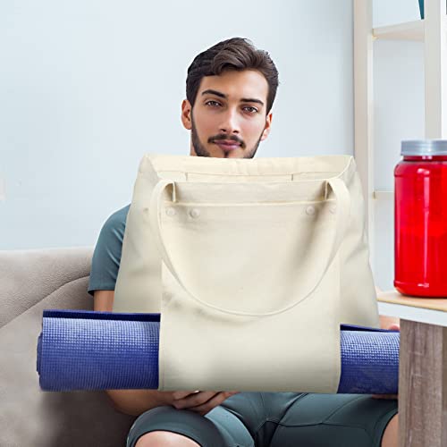 Hillban 2 Pcs Yoga Mat Tote Bag Pilates Yoga Canvas Workout Bag Gym Tote With Yoga Mat Carrier Pocket Yoga Accessories For Women Workout Exercise Travel Office Pilates Beach #TOP4